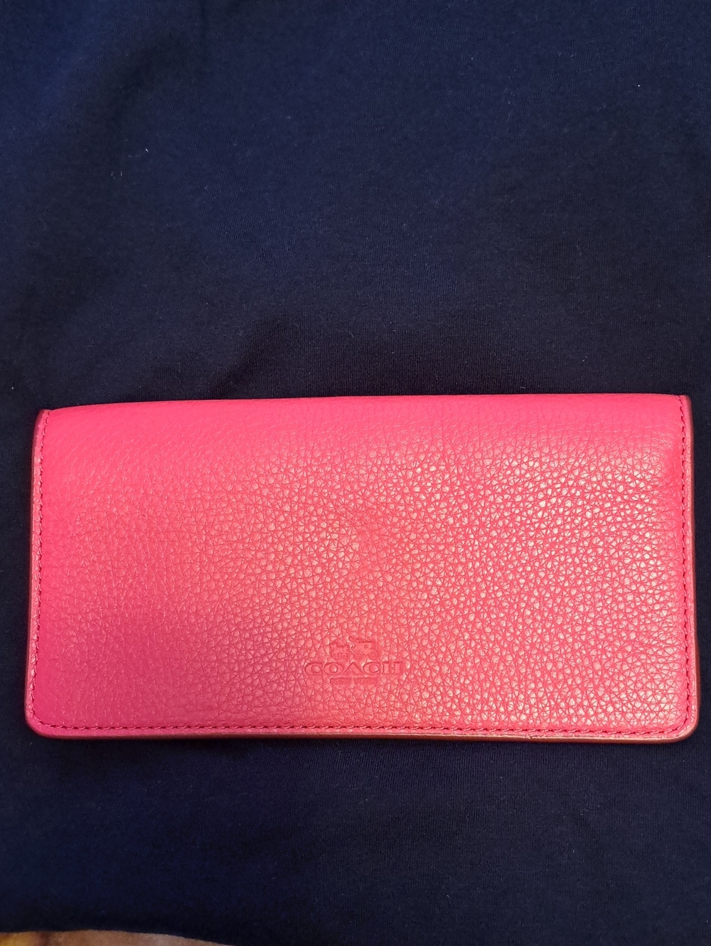 Coach Red Pebbled Leather Continental Wallet